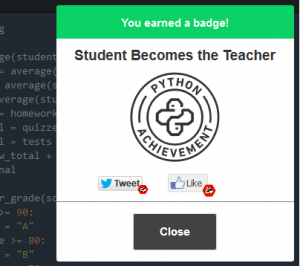 Codecademy Python course badge